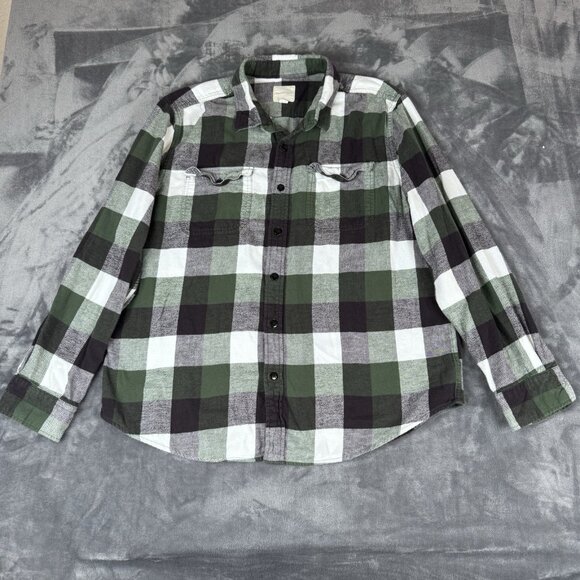 American Eagle Outfitters Buffalo Check Flannel Mens XXL Black GreenSoft Comfy - Picture 1 of 8
